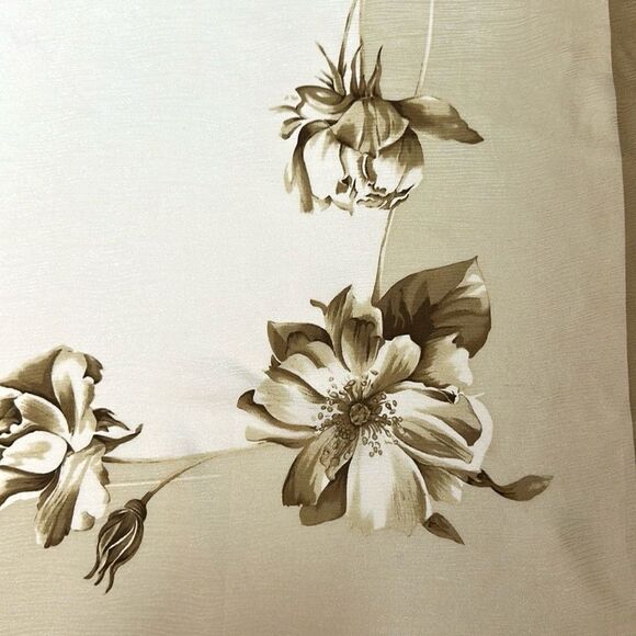 Ellen Tracy Silk Square Scarf Beige Taupe Roses Floral Print - Picture 3 of 11